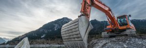 Big digger working at construction site