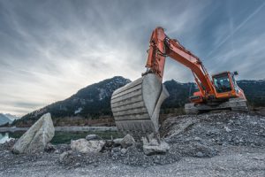 Big digger working at construction site