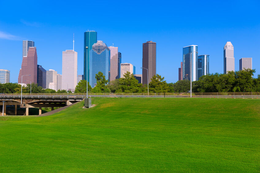 View of Houston Skyline from Memorial Park