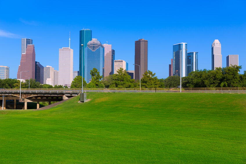 View of Houston Skyline from Memorial Park