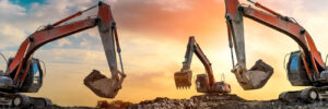 excavators at a construction site