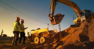heavy machinery at construction site
